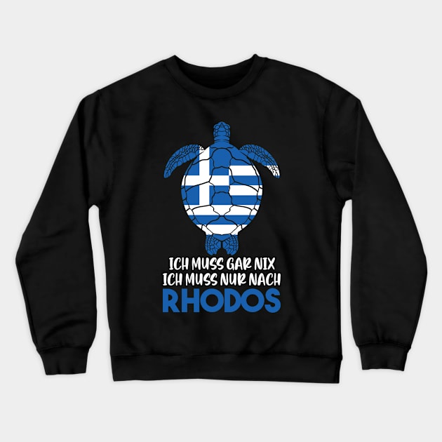 Rhodes Turtle Greece Vacation Crewneck Sweatshirt by QQdesigns